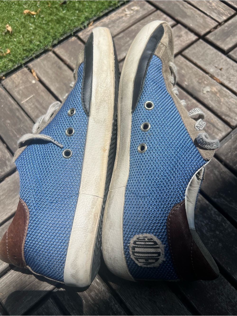 Golden Goose Men’s Blue Mesh & Gray Suede Star Sneakers size 43 - Picture 4 of 6